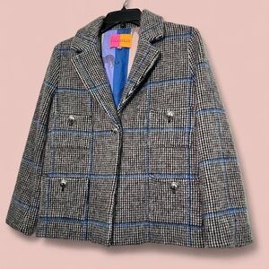Designer VILAGALLO Plaid Blazer Jacket Women’s Statement Luxury Coat Fall Warm